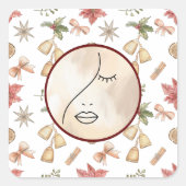 Modern Abstraktes Beauty Face Logo Quadratischer Aufkleber (Vorderseite)