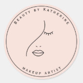 Modern Abstraktes Beauty Face Logo Runder Aufkleber (Vorderseite)