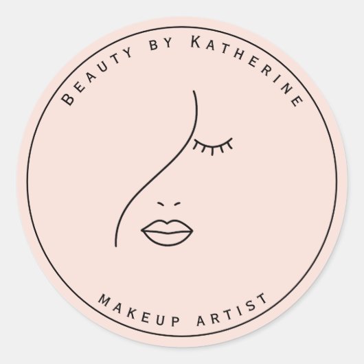Modern Abstraktes Beauty Face Logo Runder Aufkleber (Vorderseite)