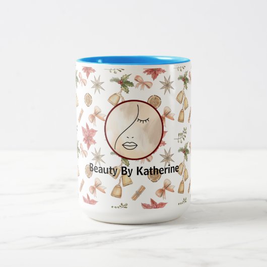 Modern Abstraktes Beauty Face Logo Zweifarbige Tasse (Mittel)