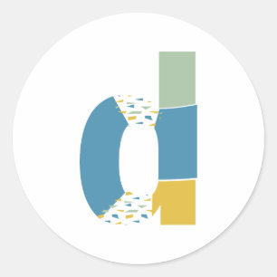 Modern abstraktes Buchstaben-D-Monogramm personali Runder Aufkleber