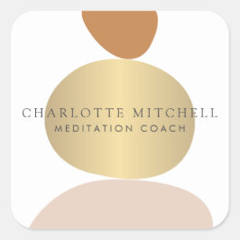 Modern Abstraktes Zen-Stones-Gold-Logo Quadratischer Aufkleber