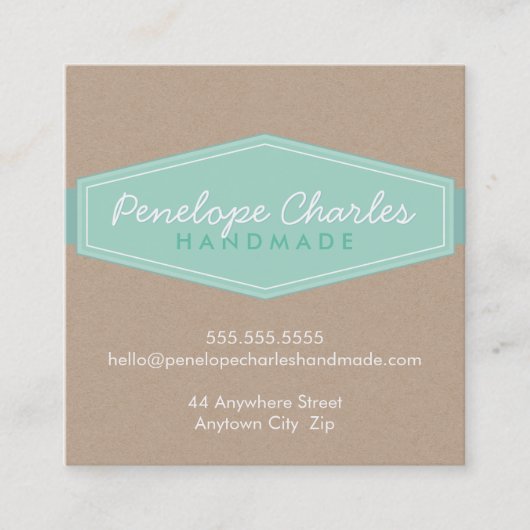 MODERN ABZEICHEN LOGO pastel fett Minze Öko kraft Quadratische Visitenkarte (Vorderseite)