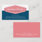 MODERN ABZEICHEN LOGO Retro Koralle rosa dunkelbla Visitenkarte (Vorne/Hinten)