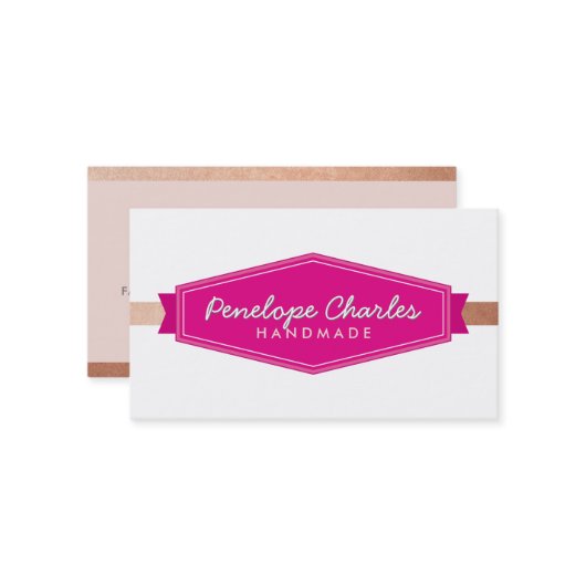 MODERN ABZEICHEN LOGO Vintages Monogramm Rosa Rosa Visitenkarte (Vorderseite/Rückseite Beispiel)