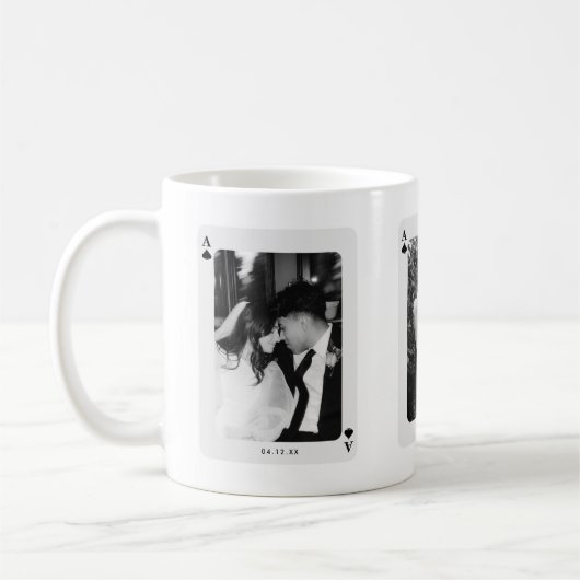 Modern Ace of Spades 3 Couple Photos Custom Kaffeetasse (Links)