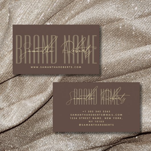 Modern add brand name elegant brown visitenkarte