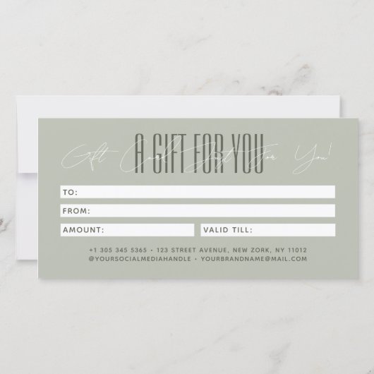 Modern add brand name script typography gift card (Rückseite)