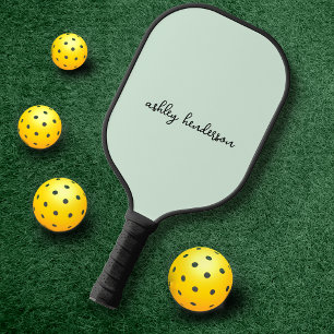 Modern Add your full name monogram on Light Green Pickleball Schläger