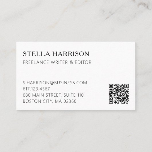 Modern Add Your Logo QR Code Professional Visitenkarte (Rückseite)