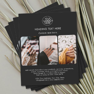 Modern Add Your Logo Typografy Foto Grid Black Flyer