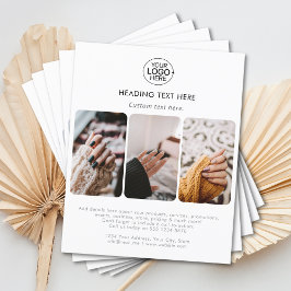 Modern Add Your Logo Typografy Foto Grid White Flyer