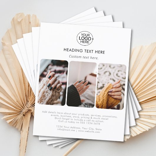 Modern Add Your Logo Typografy Foto Grid White Flyer