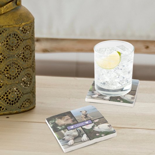 Modern Add Your Photo Collage Purple Steinuntersetzer