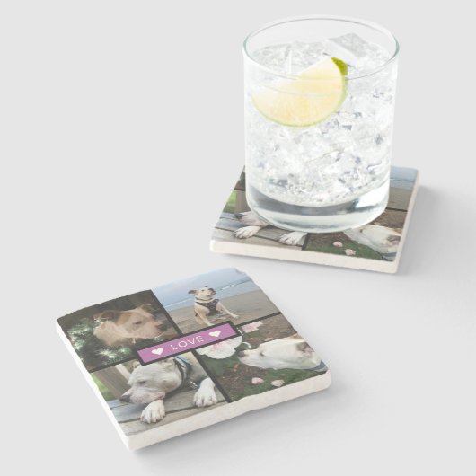 Modern Add Your Photo Collage Steinuntersetzer (Seitenansicht)