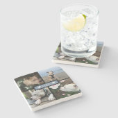 Modern Add Your Photo Collage Steinuntersetzer (Seitenansicht)