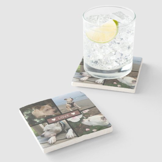 Modern Add Your Photo Collage Steinuntersetzer (Seitenansicht)