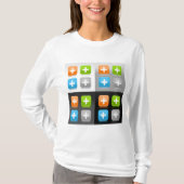 Modern Addition Math Symbol Shiny Glassy Icons T-Shirt (Vorderseite)