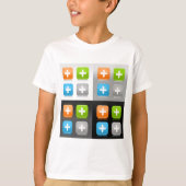 Modern Addition Math Symbol Shiny Glassy Icons T-Shirt (Vorderseite)