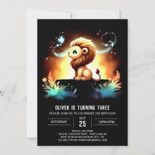 Modern Adorable Lion Birthday Einladung
