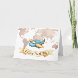 Modern Adventure World Map Airplane Baby Shower  Dankeskarte