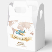 Modern Adventure World Map Airplane Baby Shower  Geschenkschachtel (Offen)
