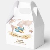 Modern Adventure World Map Airplane Baby Shower  Geschenkschachtel (Rückseite)