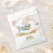 Modern Adventure World Map Airplane Baby Shower  Geschenktütchen (Ausgeschnitten)