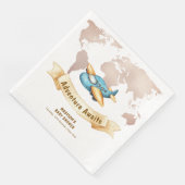 Modern Adventure World Map Airplane Baby Shower  Serviette (Ecke)
