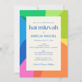 Modern Aesthetic Bat Mitzvah Colorful Geometric Einladung (Vorderseite)