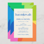 Modern Aesthetic Bat Mitzvah Colorful Geometric Einladung (Vorne/Hinten)
