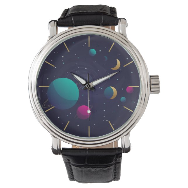 Modern Aesthetic Nebula Space Art Wrist Watch Armbanduhr (Vorderseite)