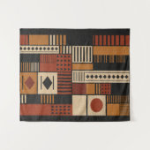 Modern Afrocentric Silhouette Terracotta Boho  Wandteppich (Vorderseite (Horizontal))