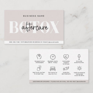 Modern Aftercare Botox Instructions Business Card Visitenkarte
