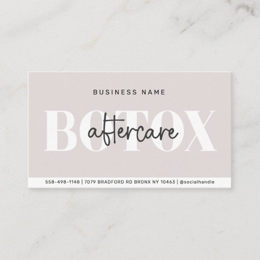 Modern Aftercare Botox Instructions Business Card Visitenkarte (Vorderseite)