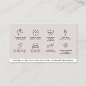 Modern Aftercare Botox Instructions Business Card Visitenkarte (Rückseite)