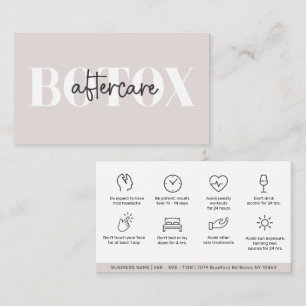 Modern Aftercare Botox Instructions Business Card Visitenkarte