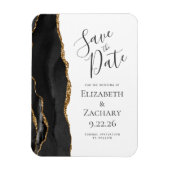 Modern Agate Black Gold Save the Date Magnet (Vertikal)