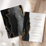 Modern Agate Black Gold Wedding Einladung<br><div class="desc">The left-hand edge of this elegant modern wedding einladung feature a black watercolor agate border trimmed with falsch gold glitter. The customizable text combines gold-colored handwriting,  copperplate and italic fonts on white background. The Reverse side Feature a matching black and gold Agate Design.</div>