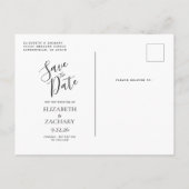Modern Agate Black Rose Gold Save the Date Ankündigungspostkarte (Rückseite)