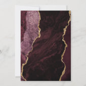 Modern Agate Burgundy Gold Navy Blue Save the Date Ankündigung (Rückseite)