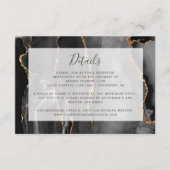 Modern Agate Frame Black Gold Wedding Details Begleitkarte (Vorderseite)