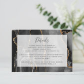 Modern Agate Frame Black Gold Wedding Details Begleitkarte (Stehend Vorderseite)
