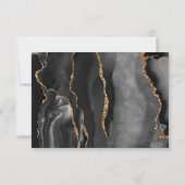 Modern Agate Frame Black Gold Wedding RSVP Karte (Rückseite)