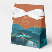 Modern Agate Geode Aquamarin Gold Burnt Orange Geschenkschachtel (Vorderseite)