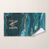 Modern Agate Geode Aquamarin Green Gold Monogram S Badhandtuch Set (Handtuch)