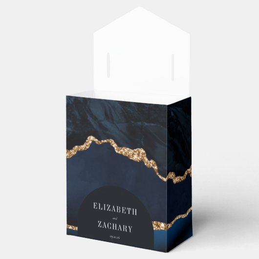 Modern Agate Geode Arch Navy Blue Gold Geschenkschachtel (Geöffnet)