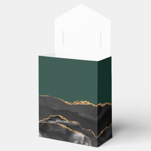 Modern Agate Geode Black Gold Emerald Green Geschenkschachtel (Geöffnet)
