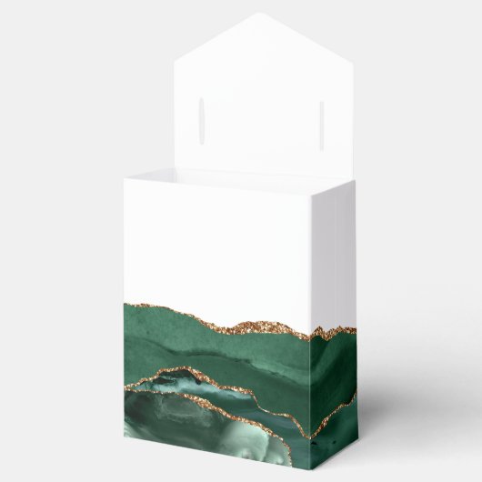 Modern Agate Geode Emerald Green Gold Geschenkschachtel (Geöffnet)