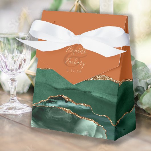 Modern Agate Geode Emerald Green Gold Rust Geschenkschachtel